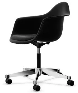Vitra Eames Plastic PACC Toimistotuoli pehmustetulla istuimella ja Swivel Musta/Syvä Musta