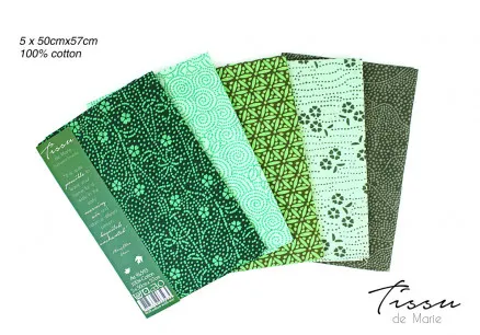 Tissu de Marie Fat Quarter Emerald 50x57cm - 5 kpl.