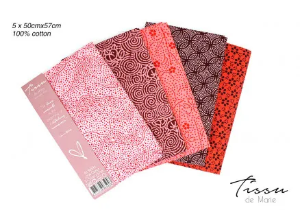 Tissu de Marie Fat Quarter Rose 50x57cm - 5 kpl.