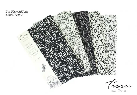 Tissu de Marie Fat Quarter Natur 50x57cm - 5 kpl.